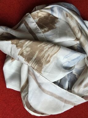 Lovely Italian Silk Scarf, Abstract Soft Florals, Tag Made In Italy